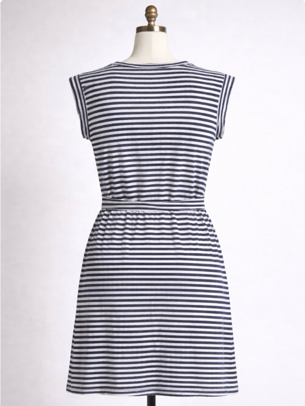 J. Crew XL Striped Tie Waist Navy & White cotton striped Breton Summer Dreas - Picture 4 of 8